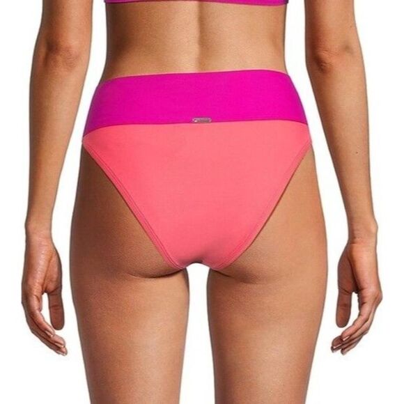 NWT- DKNY- Color block high waisted bikini bottoms- coral/pink- size small - Picture 2 of 10